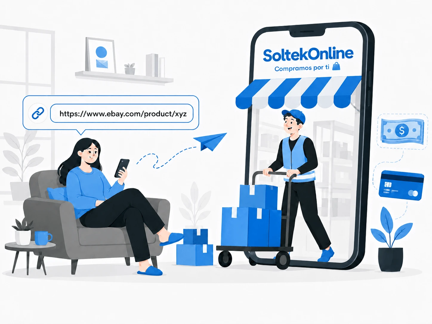 Una compradora envía el link de un producto y SoltekOnline realiza la compra por ella