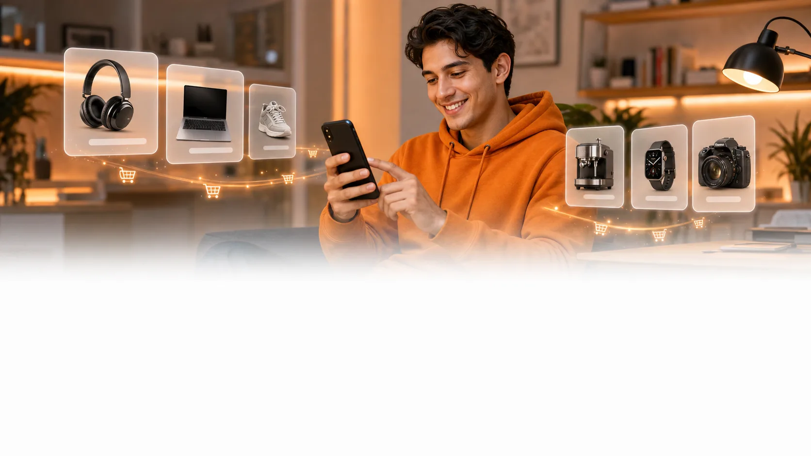 Persona comprando en tiendas internacionales con sus propias cuentas